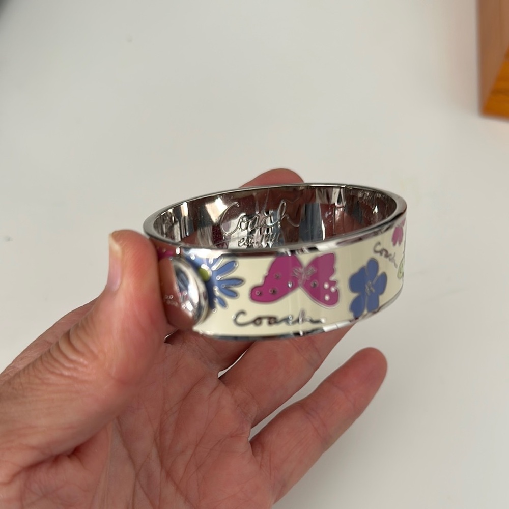 Coach Silver and Multicolor Butterfly Bangle